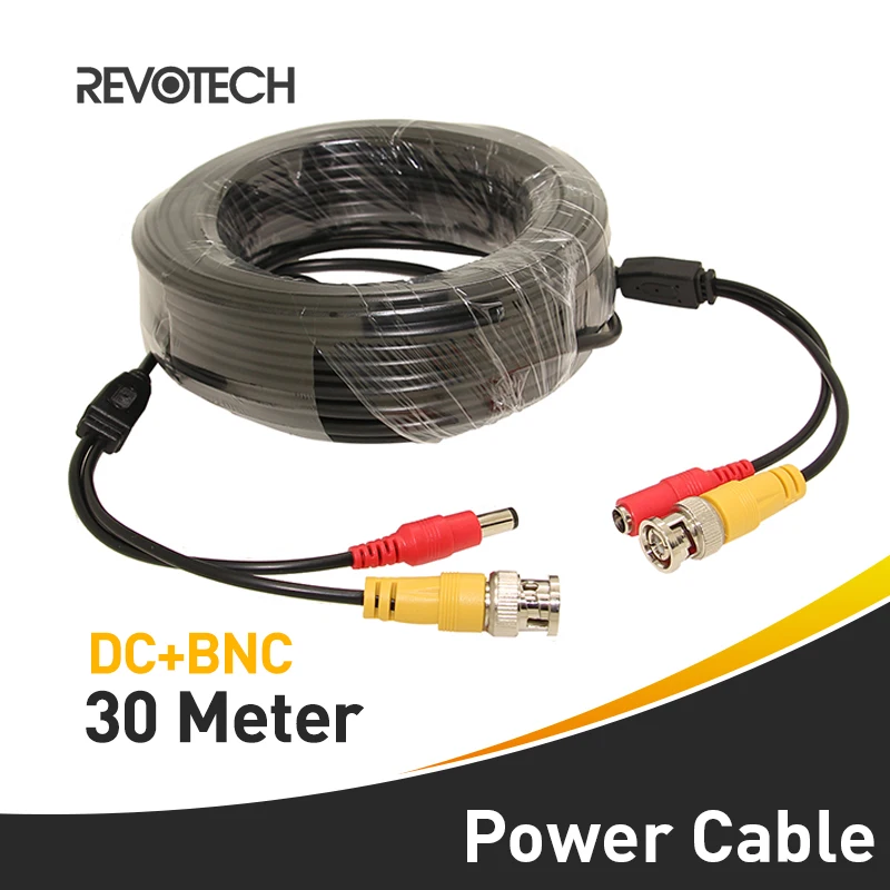 

30M DC BNC 2in1 Video Power adapter CCTV camera cable Security System accessories