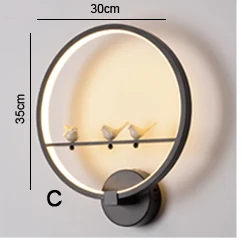 Современный черный Креативный светодиодный настенный светильник для спальни, гостиной, коридора, светильник, птицы, ангел, украшение «влюбленные», алюминиевый настенный светильник - Цвет абажура: C