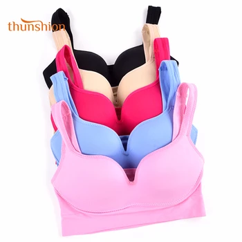 THUNSHION Sports Bra 5 Colors Ladies Padded Push up Yoga Fitness Daily Wear Wire Free Bra Seamless Full Cup Solid Sports Top 1