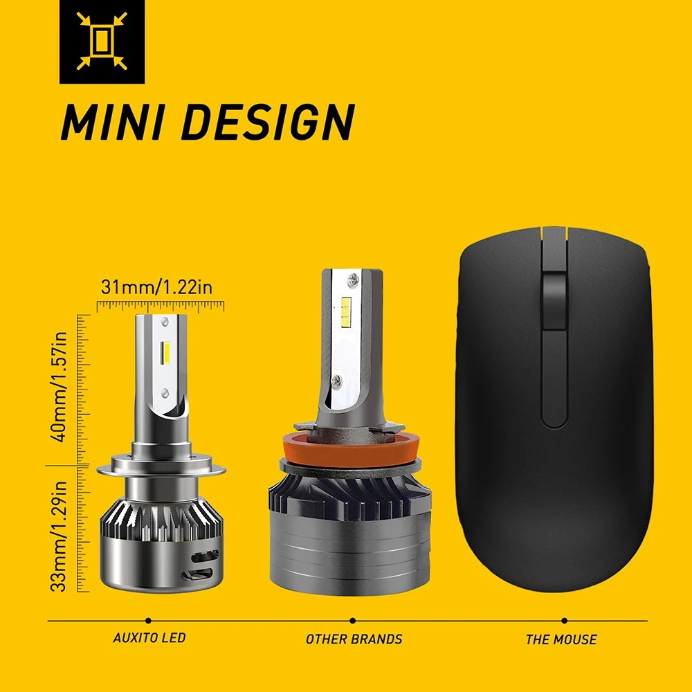 AUXITO H7 светодиодный H4 лампы для передних фар H11 9005 9006 светодиоды с чипом CSP 9600LM