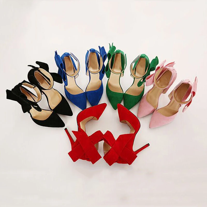 Туфли на высоком каблуке 11 см с очень большим бантом-бабочкой сексуальные конфетка цвет женская обувь для полных большой размер Zapatos Mujer EU35-41 WSH911