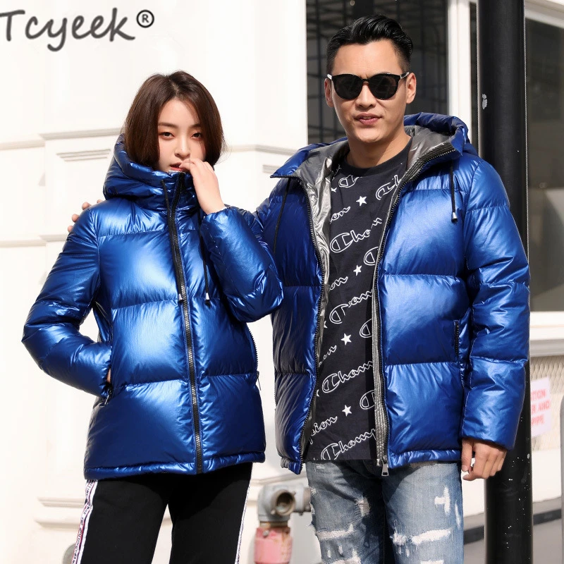 

Tcyeek Plus Size Winter Coat Men Women's Jacket Hiver Fashion Short Goose Down Jacket Woman Hooded Fashion Winter Clothes K8890