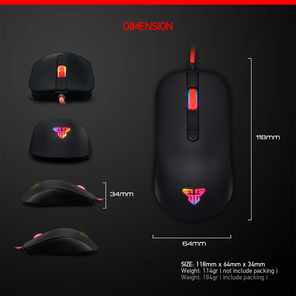 Fantech G10 800 2400 точек/дюйм профессиональная Проводная игровая мышь USB для ПК ноутбука
