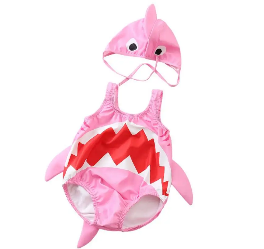 Детский купальный костюм Акула cos детский купальник для мальчиков малыш милый купальный костюм прекрасный наряд с бикини для маленьких девочек - Цвет: Розовый