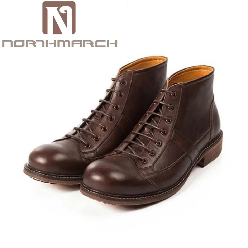 

NORTHMARCH Men Winter Boots Warm Comfortable Working Safety Men Shoes Vintage Autumn Martin Boots Brown Men Botas Hombre Cuero