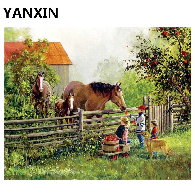 

YANXIN DIY Frame Painting By Numbers Oil Paint Wall Art Pictures Decor For Home Decoration