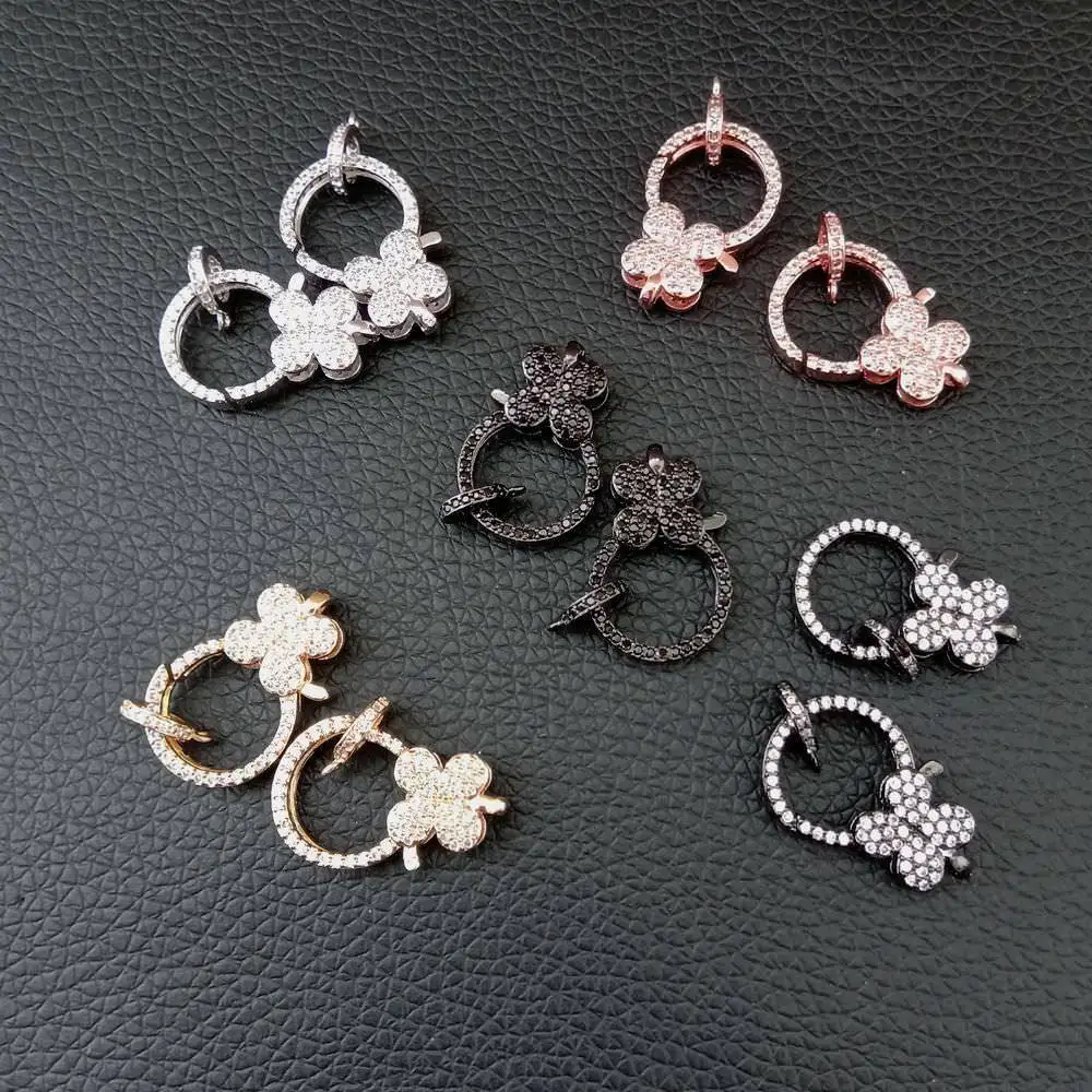 

Women's 1 pcs Wholesale CZ Micro Pave Flower Hook Lobster Clasp 15*29mm