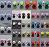 20pair/lot 10mm disco ball bead mixed white multicolor stainless steel Crystal Beads stud  earrings silver plated y3433 1