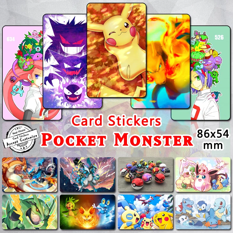 

65pcs Pocket Monster Series Card Stickers Sun and Moon XY Revolution GO Cartoon Glossy Surface Sticker Collection Game Fans Gift