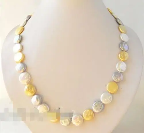 

Free shipping hot sale Women Bridal Wedding Jewelry >>14mm Champagne White Gray Freshwater Pearl Necklace