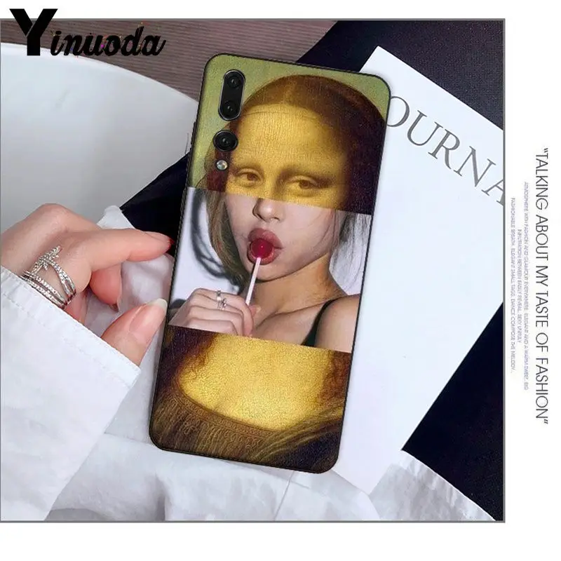 Yinuoda Ван Гог Мона Лиза Девушка жемчужные серьги искусство черный ТПУ мягкий чехол