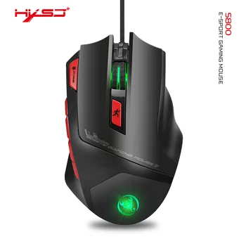 

HXSJ S800 Wired USB 6000 DPIDPI A Optical Gaming Mouse 9 Programmable Buttons Computer Game Mice 6 Adjustable DPI 5 LED Lights