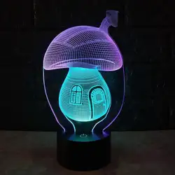 Гриб Led 3d Визуальный Night настольная лампа творческий семь Цвет Touch зарядки стерео подарок Ночной Настольная лампа для Спальня