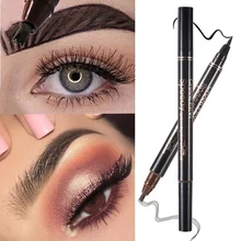 Двойная головка жидкие иглы-ручки для татуажа бровей эффект бровей чернила Ручка Вилка кончик эскиз усилитель водонепроницаемый натуральный карандаш для бровей Макияж