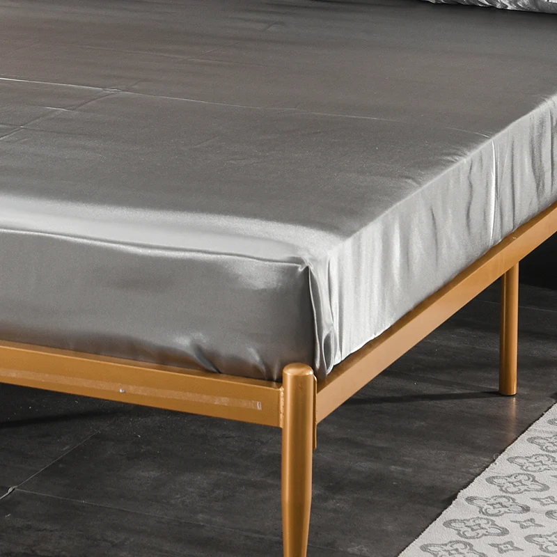  Satin Silk Fitted Sheet On Elastic Band Solid Color Mattress Cover Bed Sheets 8 Size Drap Housse de