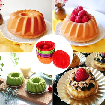 

12 Pcs Chiffon Cake Mold Silicone Round Chiffon Cake Mold Silicone Chiffon Dessert Baking Tool