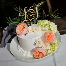 Персонализированные торт Топпер для свадьбы пользовательский начальный буквы торт Топпер сердце свадебный торт Топпер деревянный акрил золото зеркало