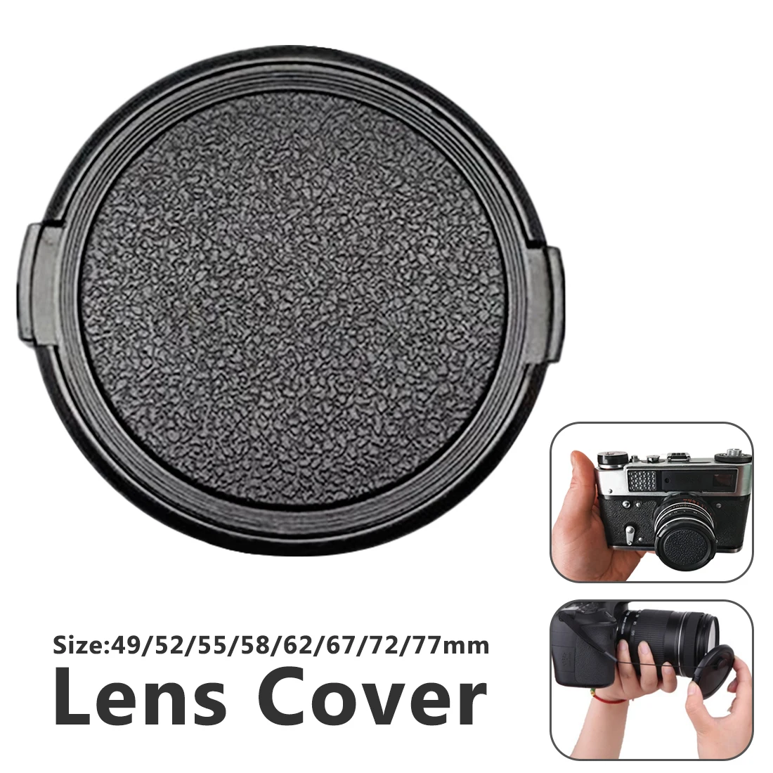 

49 52 55 58 62 67 72 77 mm Camera Lens Cap Protection Cover Lens Front Cap Black Plastic Cover for canon nikon DSLR Lens