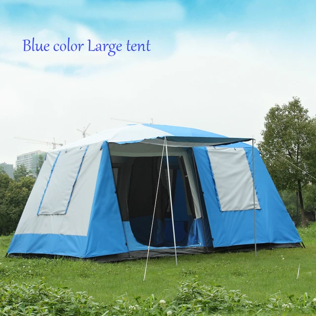 Cheap 2015 Large camping tent!10-12persons top quality high large family waterproof and UV party tent in blue and green color