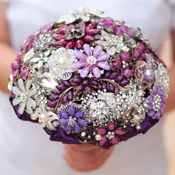 Фиолетовый и вино брошь букет свадебные букеты кристалл Жемчужина цветок Невесты Букет Невесты букеты декор лоза