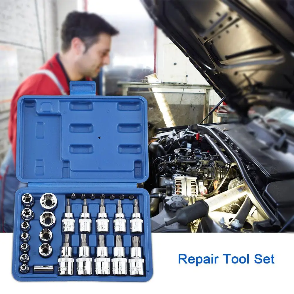 29pcs Star Socket Tool Set Hard Steel Mechanical Repair Tool Set