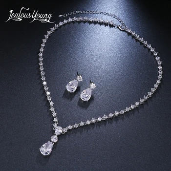 

Luxury Water Drop Zirconia Wedding Jewelry Sets Indian Gold Color Jewellery Set for Women Gift Party Bridal Jewelry Set