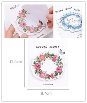 

120 pages wreath Flower Sticky Note Memo Pad stationery School Supplies Sticker With 4 pattern