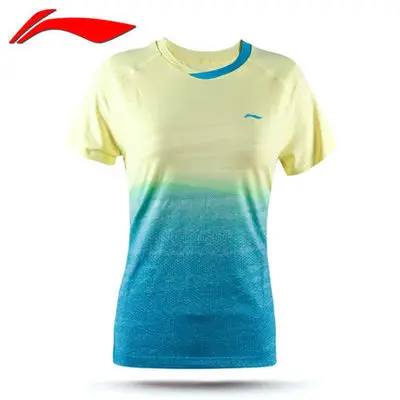 Li-Ning женские рубашки для бадминтона, дышащий светильник, футболки для соревнований, топ, Удобная подкладка, Спортивная футболка AAYM138 CONF17 - Цвет: Светло-желтый