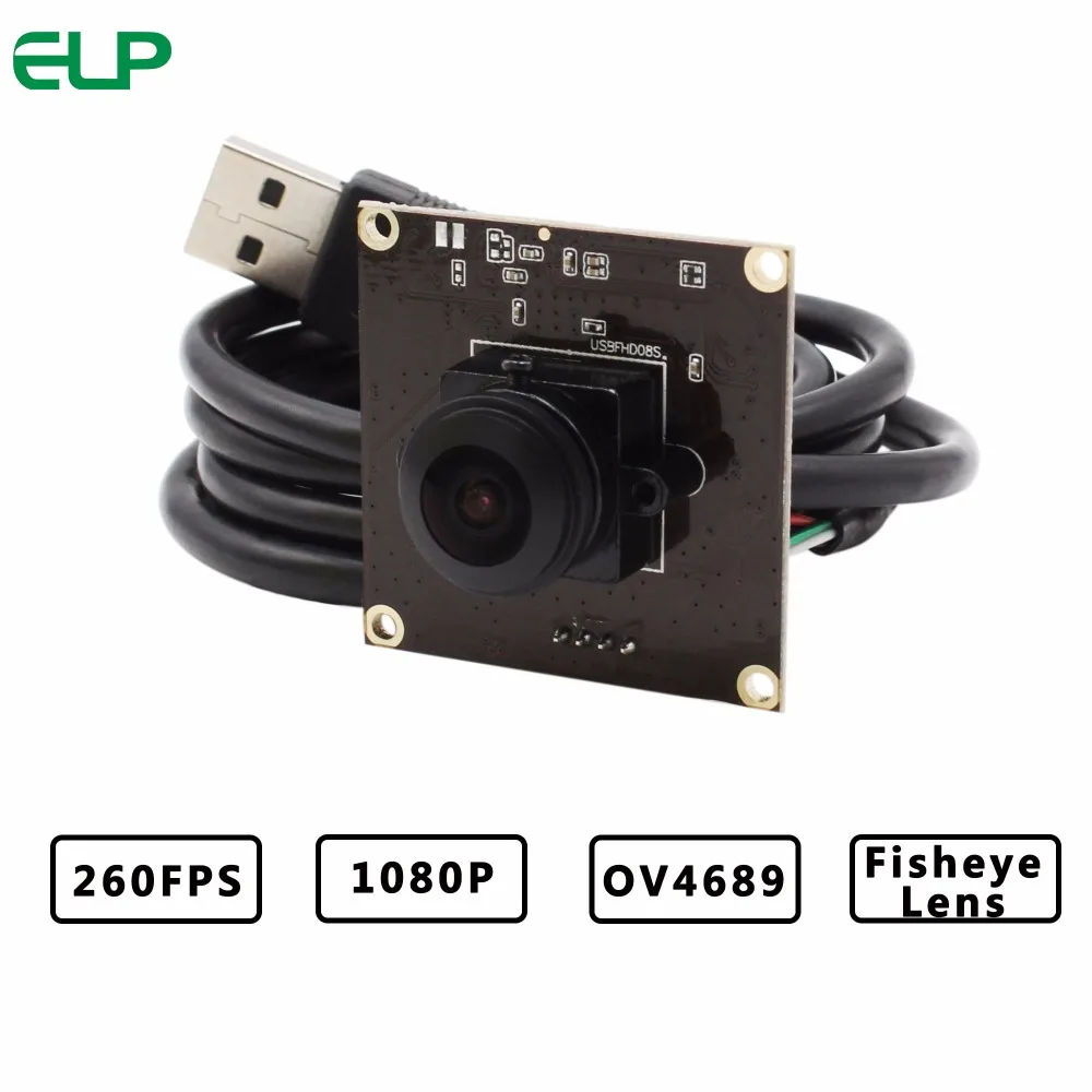 

ELP 2MegaPixels OV4689 CMOS 180degree Fisheye Lens Circuit Board Module HD 720P 120fps Camera USB For 360 Camera