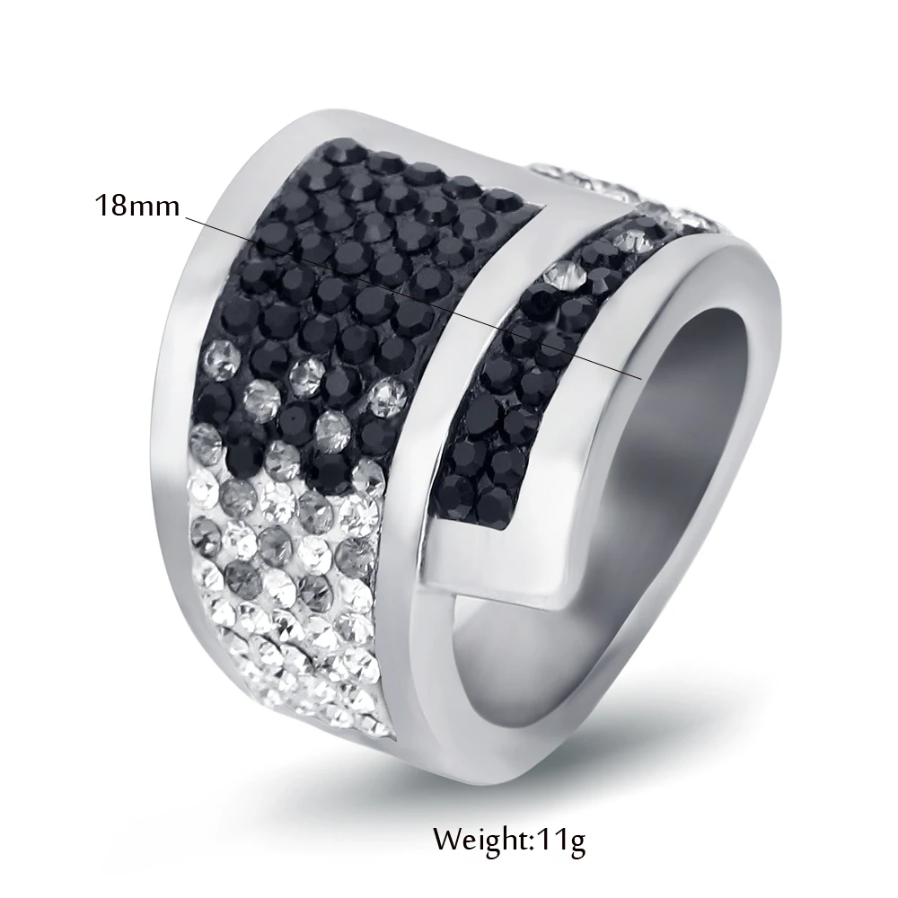 316L Stainless steel Gradual change Crystal Jewelry Wedding Rings for women