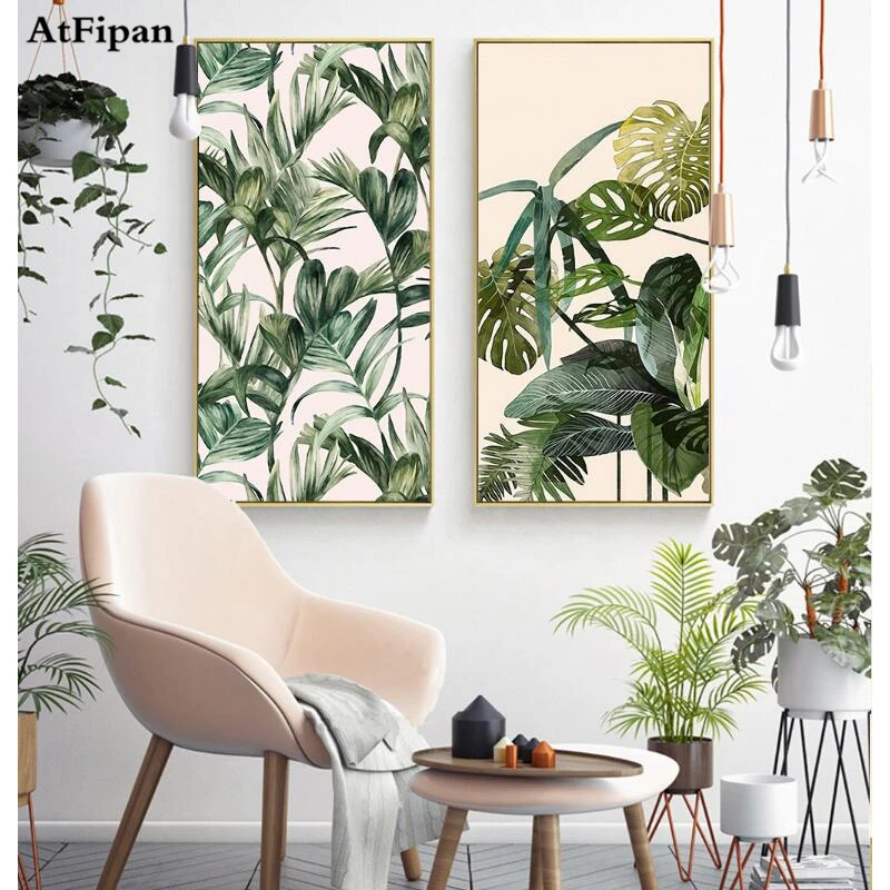AtFipan 2 Panel Unframed plants Posters Canvas Modern Living Room Wall