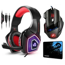 Игровая стереогарнитура Hunterspider V1 Heaphone с микрофоном 7 светодиодный светильник для ПК PS4+ 7 кнопок 5500 dpi игровая мышь+ игровой коврик для мыши