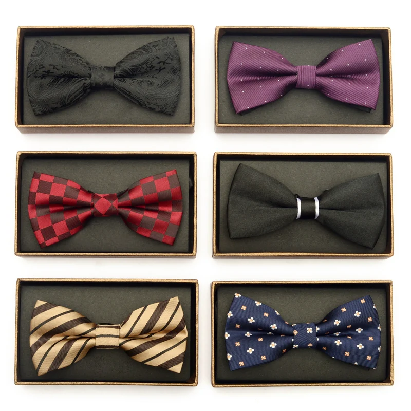 Новая мода Бизнес Bowties цвет: черный, синий красный плед полосатый галстук-бабочка свадебные Жених вечерние бабочкой галстук высокое