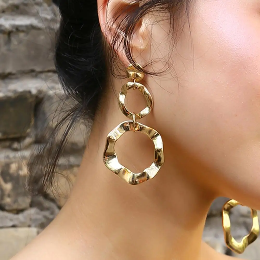 

Mirror Geometric Stud Earrings Fashion Bohemian Hollow Irregular Earrings For Women Jewelry Exaggerated Temperament Long Earring