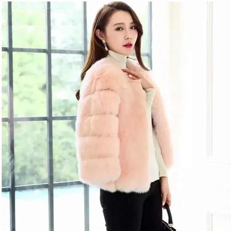 LET-SETTING hot sale winter coat fur imitation fox fur short section of loose long-sleeved jacket Large size women womens parka coat