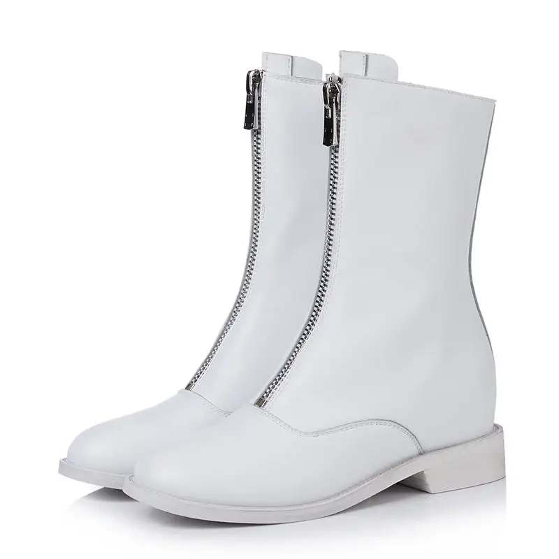 Plano Bajos Tamaño Cuero Botas blanco Genuino Mujeres Red Nuevas Cremallera Negro Las Morazora Martin Fondo 40 Tacones 33 2018 brown wine Botines De ZwqFzn6x