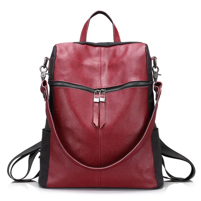LOVEVOOK brand women backpack genuine leather school backpacks for teenage girls oxford shoulder bag large capacity travel bags