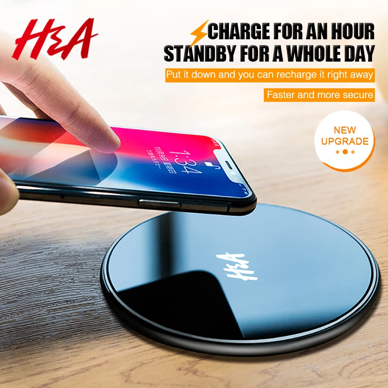 H&A Glass Qi Wireless Charger For iPhone X 8 Plus Desktop