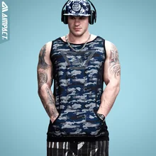 Ampact удлиненный камуфляж мужские модные безрукавки яркие фитнес, бодибилдинг, тренировка майка хип хоп майки без рукавов хиппи Топ