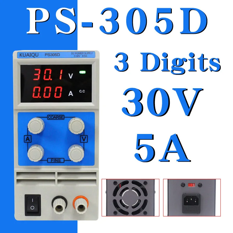 

KUAIQU mini DC Power Supply PS305D 60V 5A Switching laboratory Digital Variable Adjustable DC power supply 0-60V 0-5A PS305D HOT