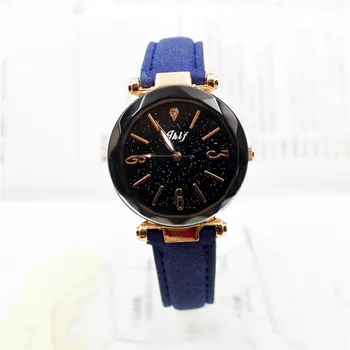 

Relojes Para Mujer Women Leather Fashion Casual Watch Luxury Analog Quartz Starry Sky Wristwatch Bayan Saat