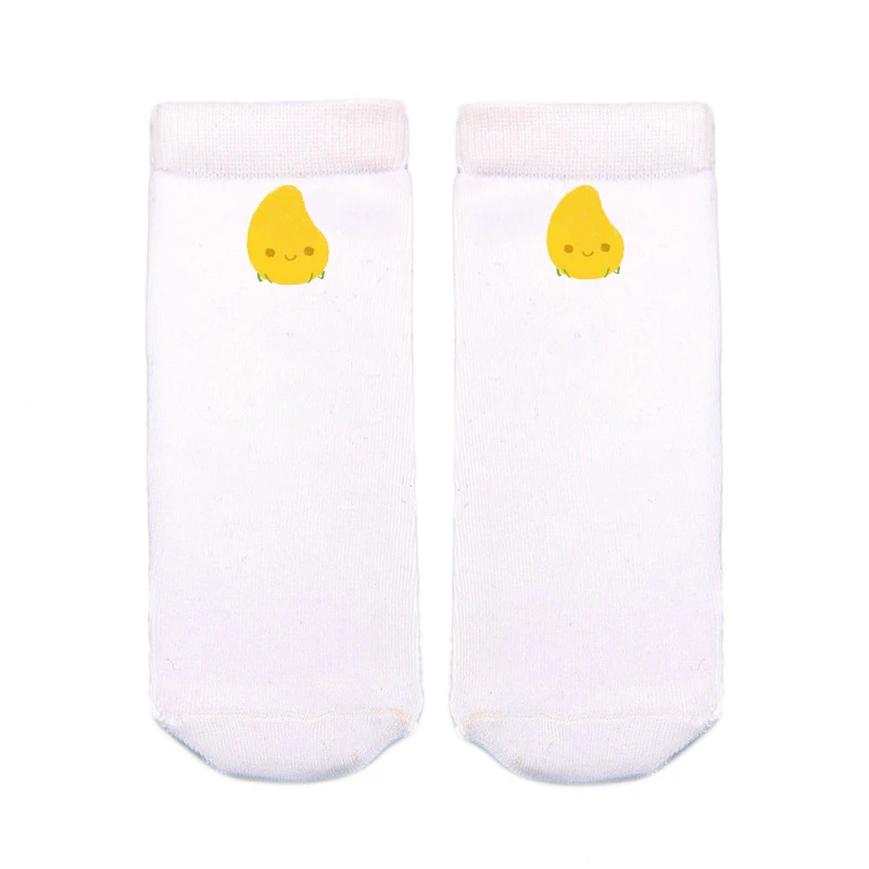 

1 pair Fashion New Arrival Womens Mango Printing Socks Casual Summer Style Ankle Socks White Breathable Sock