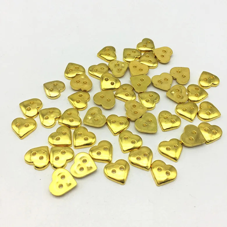 100 шт 10x11 мм античные латунные золотые пуговицы в форме сердца 2 отверстия Швейные аксессуары украшения для открытки, скрапбукинг