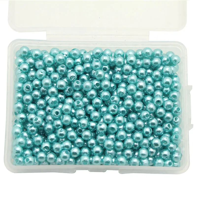 Lake blue 500 шт 4 мм Разноцветные ABS круглые жемчужные бусины с дырочками DIY сумки для одежды украшения для шитья скрапбукинга материалы для рукоделия LX148 - Цвет: Lake blue