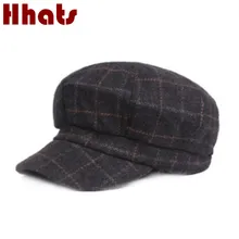 Модная Клетчатая Шерстяная шляпа Newsboy для женщин, повседневная восьмиугольная кепка в винтажном стиле, шляпа художника, уличная теплая шерстяная Осенняя зимняя шапка