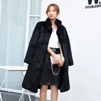 

Fur & Faux Fur Winter Fashion Large size Women Fur Jacket 2020 New Temperament Medium length Solid color Women Fur Coat NUW286