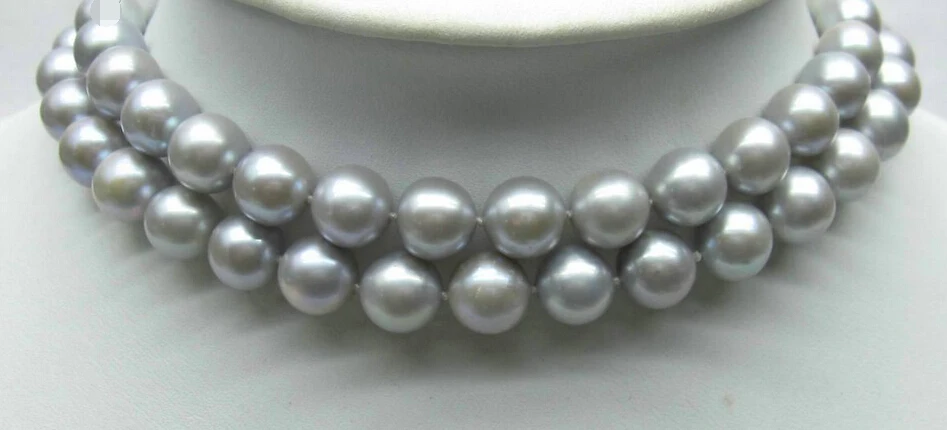 

Free Shipping Jew3110 Gray 9.5-10mm AAA Grade South Sea Pearl Necklace Coat Chain 32 ()