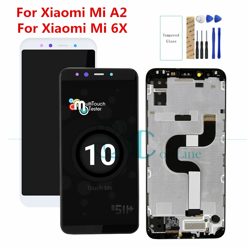 Оригинальный Xiaomi Mi A2 ЖК-дисплей сенсорный экран и рамка 6X дигитайзер сборка