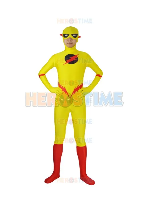 The Kid Flash costume lycra spandex yellow halloween cospaly for Mens