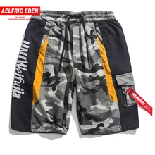 Aelfric Eden, мужские шорты с камуфляжным принтом, пэчворк, длина до колена, лето, хип-хоп шорты, модные, Карго, уличная одежда, короткие джоггеры